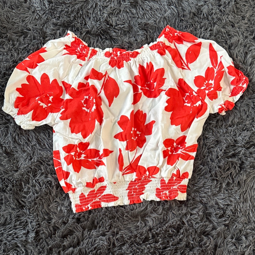 Carter's Red Floral Blouse - White Base